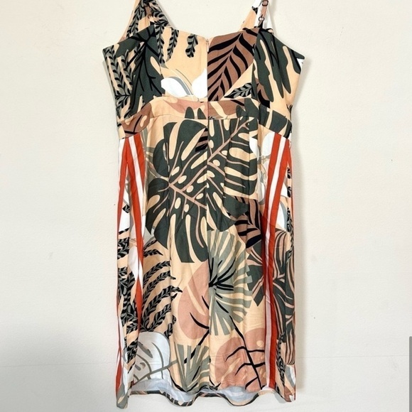 Farm Rio for Anthropologie Palm Leaf Sleeveless Cut Out Mini Dress SIZE MP - Picture 7 of 8